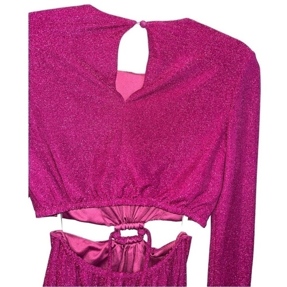 ML MONIQUE LHUILLIER Long Sleeve Knit Maxi Dress Cut Out 6 BARBIE Core Easter - Picture 12 of 15